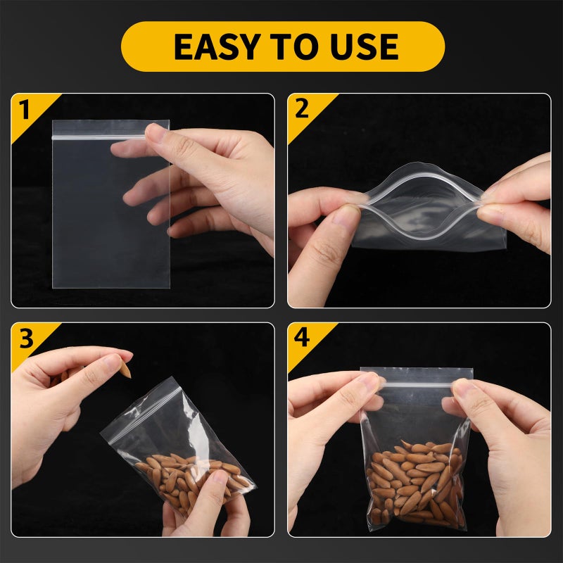 Bonison 600 Pack Mini Zipper Lock Plastic Bags, Assorted Sizes (1.5x2, 2x2, 2x3, 3x3, 3x4, 3x5 Inch) â€“ Clear, Resealable Storage Bags for Jewelry, Beads, Pills, Toys, Snacks â€“ 2 Mil Thick - Image 5